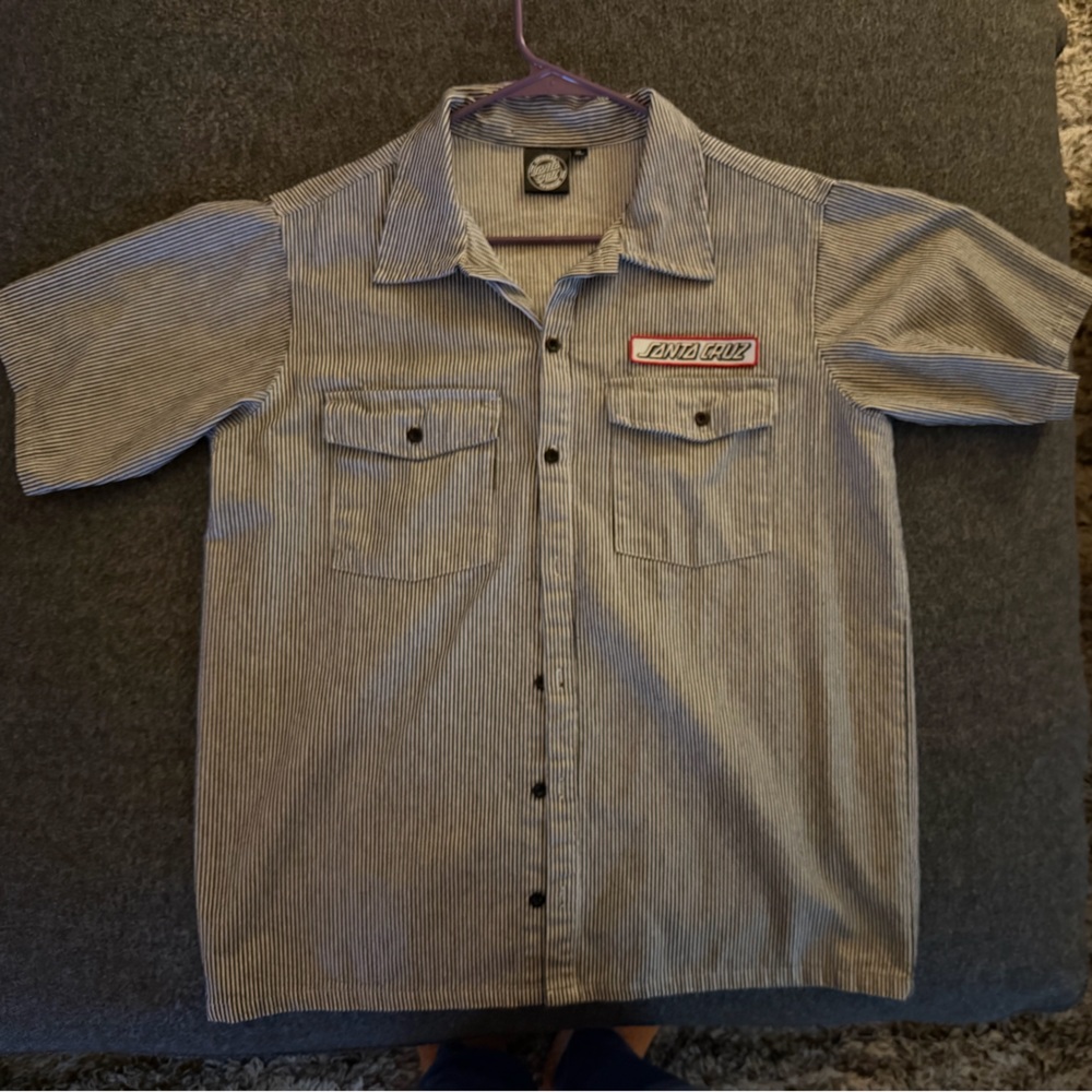 Santa Cruz Skateboards Black and White Striped Shirt